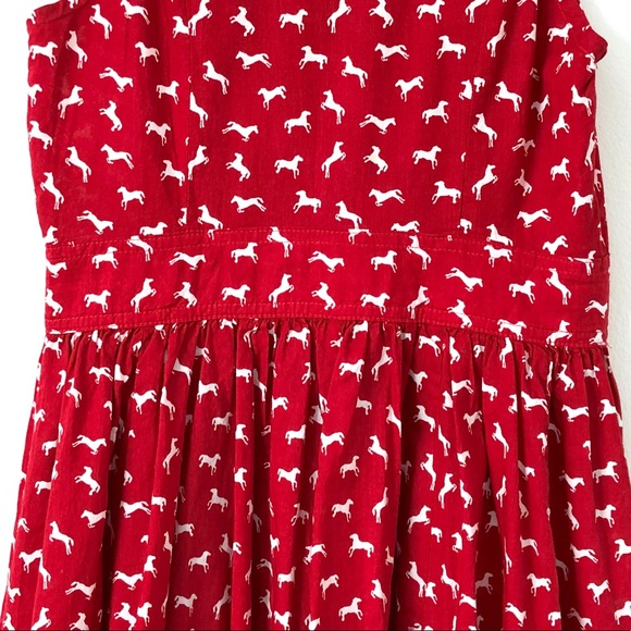 Sleeveless Button Down Horse Print Fit Flare Dress - Picture 6 of 7